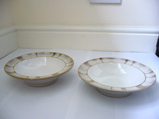 DENBY TRUFFLE LAYERS 2 X WIDE RIMMED SOUP CEREAL PASTA DESSERT BOWLS V.G. USED U