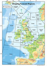 A3 Pack of 5 United Kingdom Shipping Forecast Regions Wall Map Laminated