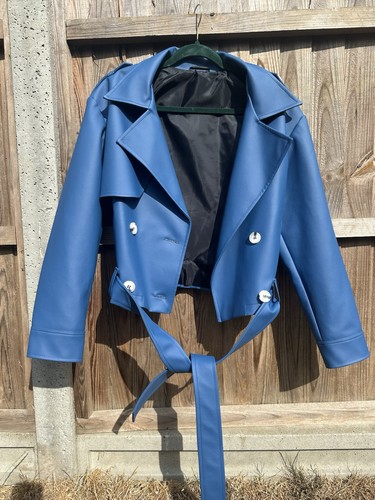 Electric blue faux - blue, leather