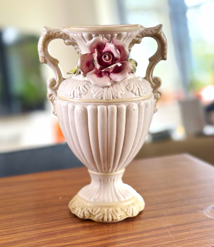 White pink ceramic vase with - vase,
