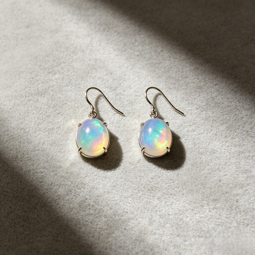 White opal dangle earrings - white,