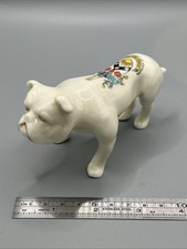 Swan Crested China Porcelain Bulldog Figurine Borough Of Lowestoft Arms Crest