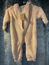 BNWT Next Pink Baby Fleece Pramsuit, Size 12-18 Months