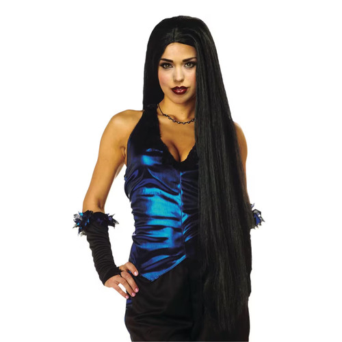 Adults black long wig - 36",