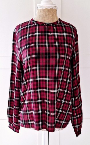 Ladies wine black tartan long - tartan,