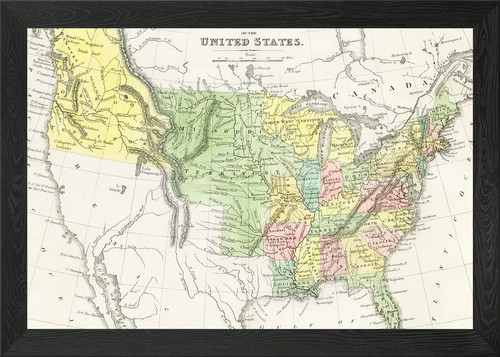 Usa old map framed wall - map, art
