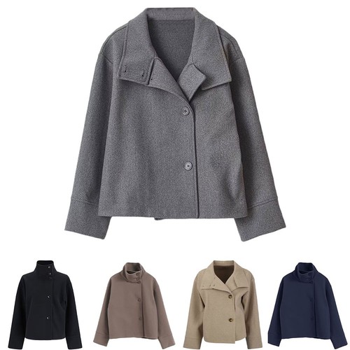 Women woolen cropped - woolen, jacket