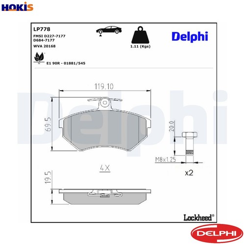 Brake pad set - pad, lp778