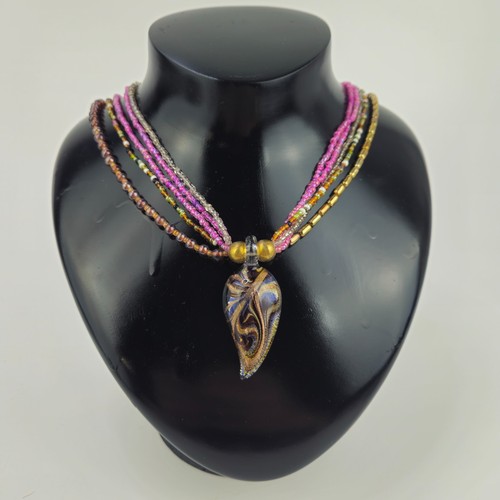 Vintage art glass leaf - glass, pendant