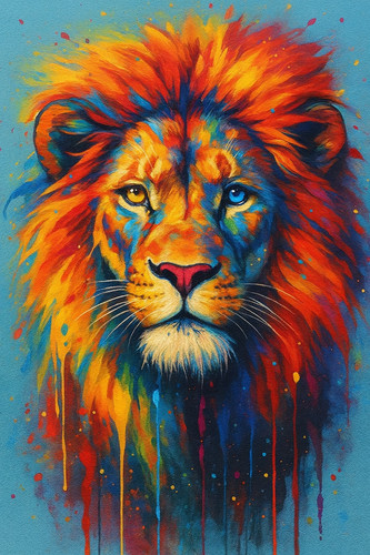 Lion animal vibrant colourful - lion,