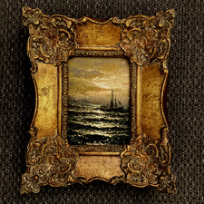 Framed sailing boat evening