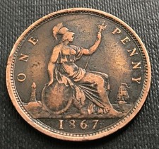 1867 Victoria Penny Coin Rare