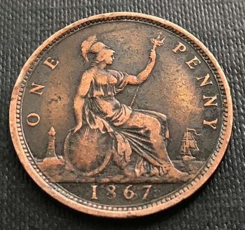 1867 victoria penny - penny, coin