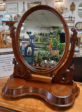 Edwardian Mahogany Tilting Vanity Dressing Table Mirror with Carved Arms  A/F