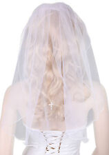 White Austrian Diamante Cross Veil for Girl's First Holy Communion Dress,23"L