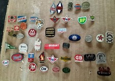 Vintage job lot of 44 enamel SHELL ESSO Fuel Petrol badge stick pins bundle
