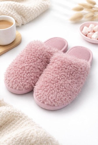 Pink fluffy borg mule - pink, slippers