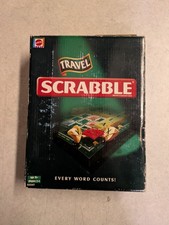 Travel Scrabble Board Game Mattel Hard Case Clip On Tiles 24 x 13cm Superb