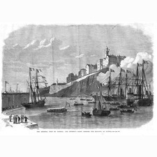 CORSICA The Empress's Barge Crossing the Harbour at Bastia - Antique Print 1869