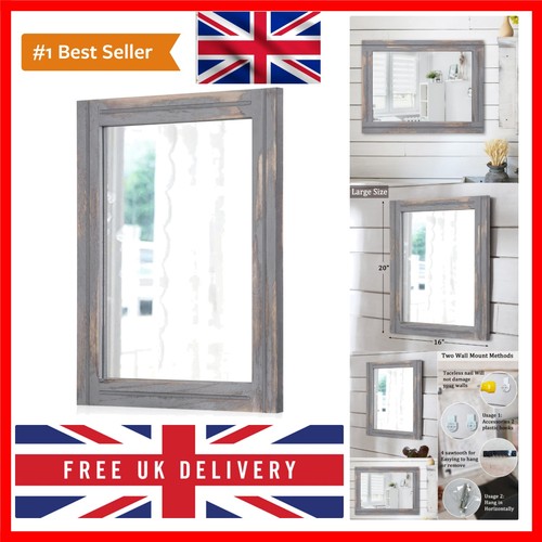 Wood framed mirror - wood, rectangular