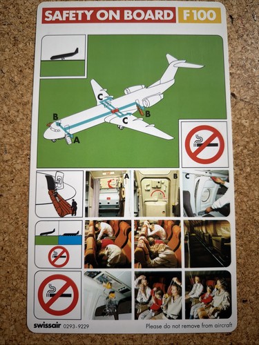 Swissair f100 safety card - swissair,