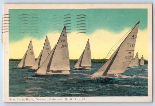 Nassau bahamas postcard - b.w.i.,