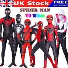 Spider-Man Costume Miles Gwen Halloween Jumpsuit Kids Spandex Cosplay Bodysuit@!