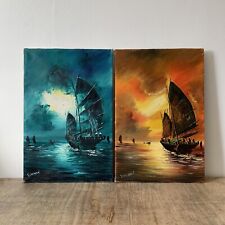 Vintage Oil On Canvas x2