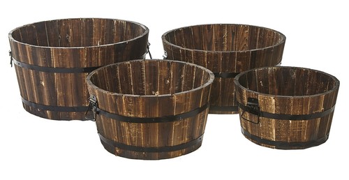 Wooden round barrel garden - wooden,