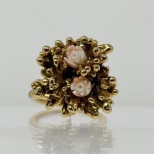 Vintage Gold Tone Carved Coral