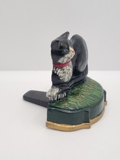 Vintage Cat Cast Iron Door Stopper Wedge Farmhouse Country Cottage Rare VGC