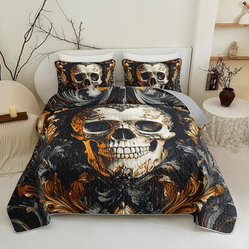 Black gold skull - black,