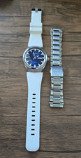 Seiko SNKN41 Recraft Blue Automatic 44 mm Day Date w Strap + SS Bracelet - READ