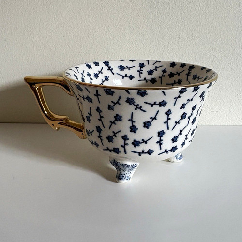 Aphorism footed tea cup - cup, mug