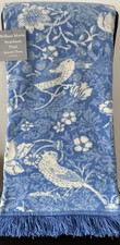 William Morris Supersoft Strawberry Thief Fringed Throw Blue 130cm x 170cm