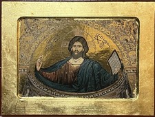 Jesus Christ Pantocrator Icon 'Mosaic Ravenna Italy' Orthodox Catholic 24 x 18cm
