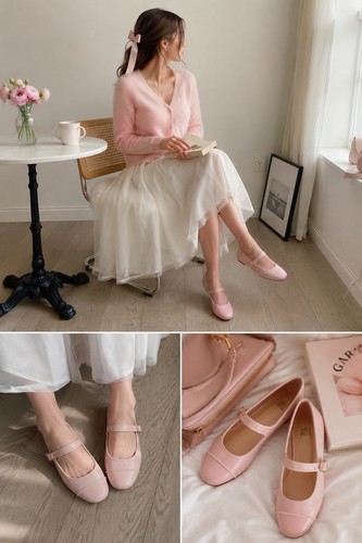 Blush pink mary jane flats - mary, |