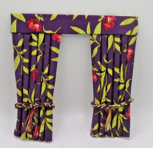 Dolls house curtains purple - dolls, curtains.
