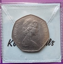 1970 Old Large 50p Coin Queen