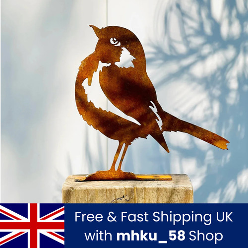 Rusty metal robin bird garden - metal,