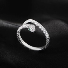 925 Sterling Silver Snake Fashion Adjustable Ring Womens Girls Jewellery Gift UK