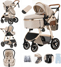 Travel Systems 3 in 1 Prams with Car Seat,Travel Stroller Features an Adjustable