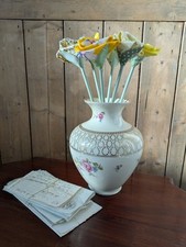 Antique Thomas Ivory Bavaria Germany vase Rose Floral Shabby Chic Prop Bouquet 