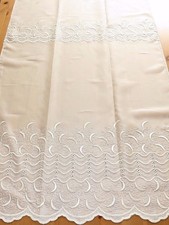 Embroidered ivory voile net curtain fabric remnant 57x170 cm (22x70")