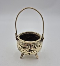 Vintage Minature Solid Brass Witches Cauldron Incense Altar Senser Ornament