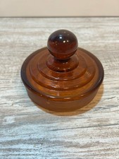 Vintage Apothecary Pharmacy Amber Glass Jar Lid 4.25"