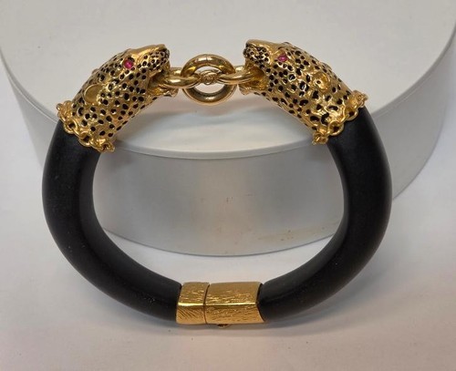 Panther hinged bracelet - panther,
