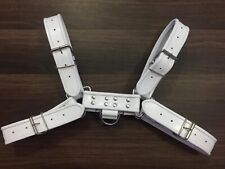 MEN'S REAL LEATHER CHEST H-HARNESS ADULT GAY BONDAGE IN WHITE COLOR