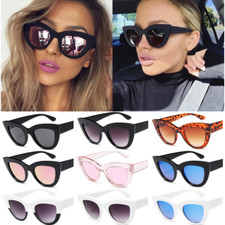 Fashion Cat Eye Sunglasses Womens Retro Vintage Shades Oversized Designer Large
