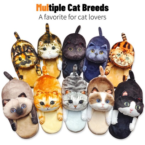 Cat shaped plush slippers - shaped,